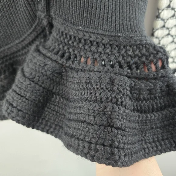 Christian Dior Wool Cardigan Peplum Flounce Crochet Tunic Longline DEADSTOCK NEW